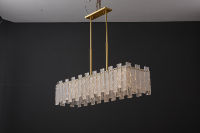 Lustre de luxe en laiton antique et verre, luminaire linéaire pour salle à manger, éclairage LED pour restaurant, décoration