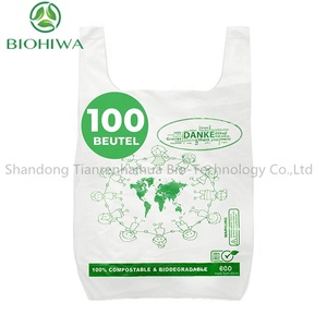 Sacs de courses en plastique écologiques, sacs en plastique biodégradable, sacs en plastique type T-shirt, sacs à emporter sur rouleau (personnalisation de la couleur/du design) - Product Image 4