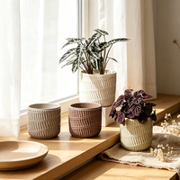 Pot en béton texturé style Wabi Sabi, pot de fleurs en ciment multicolores pour plantes vertes de bureau, personnalisable