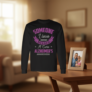 Alguien que quiero mucho necesita una cura, camiseta de manga larga para concienciar sobre el Alzheimer - Product Image 3