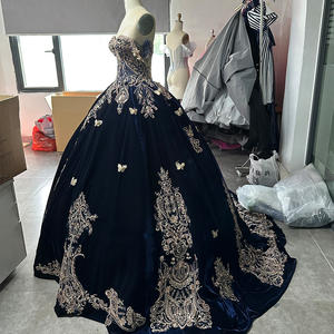 Azul marino Quinceañera dulce 16 vestido 3D mariposa desfile baile vestido Lsyb18 - Product Image 6