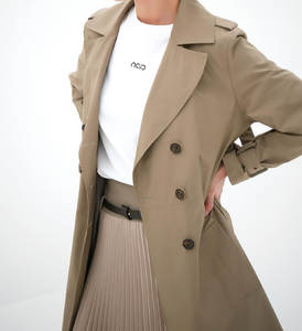 OEM <span class=keywords><strong>blazer</strong></span> impermeabili oversize lunghi Trench da donna Beige chiaro personalizzati - Product Image 3