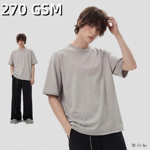 เสื้อยืดสตรีทแวร์ผู้ชายทรงโอเวอร์ไซส์ ผ้าเจอร์ซีย์คอตตอน 100% หนัก 275 กรัม สไตล์วินเทจ ล้างแบบบาติก ให้สัมผัสนุ่มแห้งสบาย รับผลิตแบบ OEM และติดฉลากส่วนตัว - Product Image 1