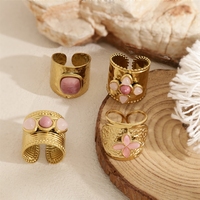 Bague ouverte en pierre naturelle Bowei, style vintage, plaqué or 18 carats, acier inoxydable, bijoux de niche