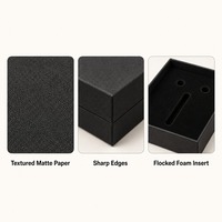 Boîte cadeau noire texturée avec couvercle pour bijoux et boucles d'oreilles, impression personnalisée, rigide, robuste, de qualité supérieure, vente en gros, directement de l'usine