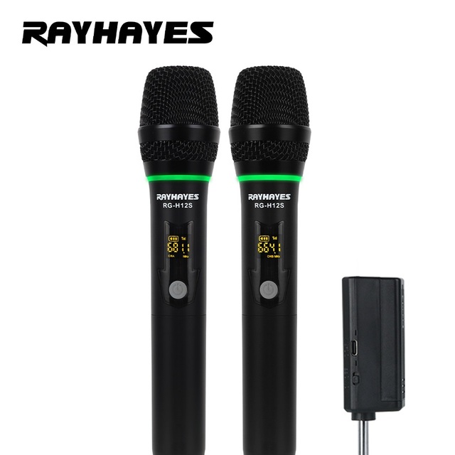 RAYHAYES RG-H12S 2.4G Dual Handheld with RGB Professional Karaoke Mic Wireless Microphone System for Videoke
