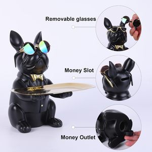 Style nordique bouledogue français résine artisanat motif Animal clé bijoux stockage maison Table décor cadeau pour les amoureux des chiens - Product Image 2