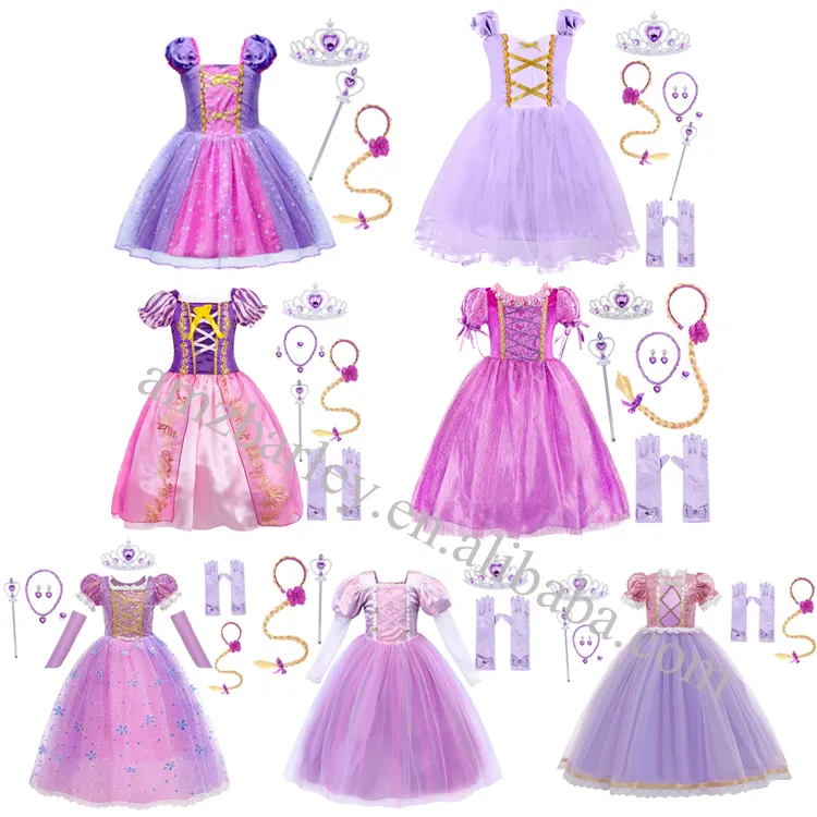 Baby Girl Clothing Kids Dresses Cosplay Outfit Kids Halloween Rapunzel Sofia Elsa Anna Belle Princess Costumes