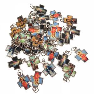 Liontin Salib Logam Campuran Enamel Hadiah Religius, Aksesori Kalung Agama, Liontin Salib Ikon Persegi - Product Image 5