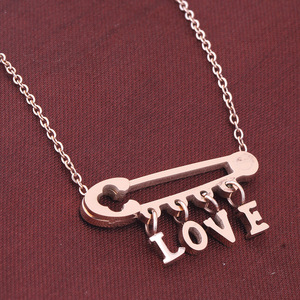 Collier pendentif en or rose pour femme, chaîne de clavicule en acier inoxydable, breloque lettre thématique, cadeau quotidien - Product Image 2