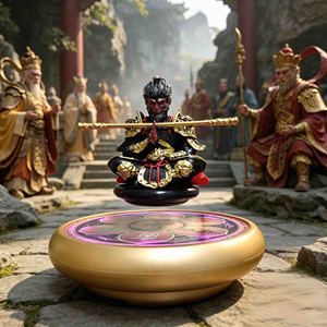 Lampe de nuit LED HCNT Sun Wukong Monkey King à flottation magnétique, en résine ronde multicolore, avec contrôle tactile, rechargeable par USB, décoration d'intérieur - Product Image 3