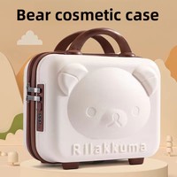 Valise à roulettes Little Bear, trousse de maquillage, bagage cabine 14 pouces, mini-valise en néoprène avec fermeture éclair, boîte de rangement portable à motif dessin animé
