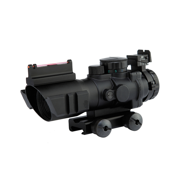 Prismatic 4x32 Tactical Optical Sight Scope Fit for 20mm Red Dot Sight Reflex Three Fiber Colors Optic Sight