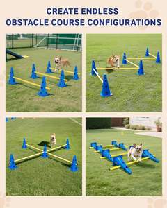 Dog Agility Course Backyard Set, Dog Agility Hurdle Cone Set con barra transversal ajustable en altura para rehabilitación y principiantes, - Product Image 5