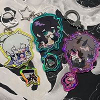 Article populaire : Porte-clés en acrylique mignon avec breloques imprimées UV, paillettes holographiques et résine époxy, avec mini-breloques, en plastique pour loisirs créatifs