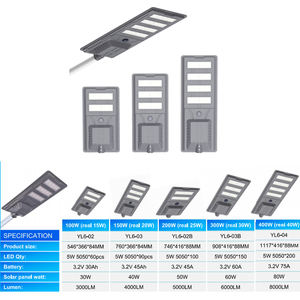 Nuevo aluminio exterior impermeable 200lm/W 200W 100 vatios 5050smd LED energía <span class=keywords><strong>Solar</strong></span> LED farola <span class=keywords><strong>con</strong></span> Sensor inteligente - Product Image 2