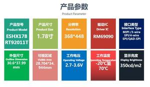 จอแสดงผล AMOLED LCD ขนาด 1.78 นิ้ว ความละเอียด 368X448 อินเทอร์เฟซ QSPI หน้าจอสีความละเอียดสูง ความสว่างสูง - Product Image 3