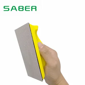 SABER square hand sanding block with sticking sandpaper to polish and buff automotive