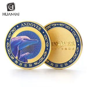 custom gold metal 3D printing dolphin cute animal coin bank