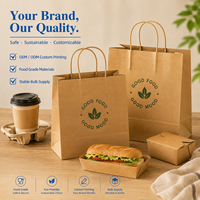 Bolsas de Papel Sostenibles para Llevar Comida con Asas Resistentes Personalizadas, Bolsas de Papel Kraft para Envasado de Alimentos