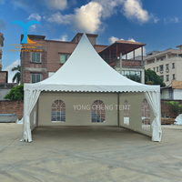 Tenda Pesta Pernikahan Romantis 5x5m, Tenda Restoran Luar Ruangan PVC Transparan, Rangka Aluminium Alloy Puncak Tinggi, Tahan Air 80-100 orang
