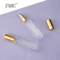 Flacon de parfum carré 10ml 20ml 30ml avec couvercle rond en aluminium, atomiseur de parfum, flacon pulvérisateur vide rechargeable avec pompe compte-gouttes