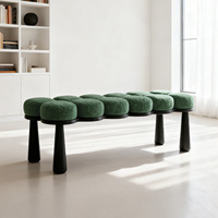 Banc long en bois massif de style nordique pour chambre à coucher, vestiaire, bout de lit, canapé et chaise pour usage domestique, banc à chaussures à l'entrée.