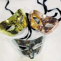 Nouveau produit pas cher masque de fête halloween accessoires argent mode unique miroir masque de boule disco