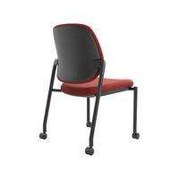 Chaise de bureau ergonomique moderne minimaliste empilable et mobile avec dossier en maille rouge, idéale pour les bureaux, les salles de réunion et les bibliothèques