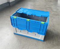 Caisse de rangement en plastique pliable bleu-gris 600x400x410mm de l'usine chinoise, bacs de transport empilables, caisses logistiques personnalisables
