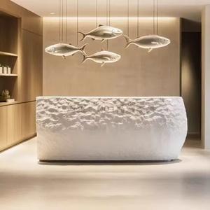 2026 Factory Direct Sales Customize Size White Front <b>Desk</b> <b>Beauty</b> Salon Stone Reception <b>Desk</b> - Product Image 3