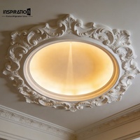 Rosace de plafond GRG de style français, service OEM, forme personnalisée, matériau GRG, médaillon décoratif en plâtre pour base de lustre