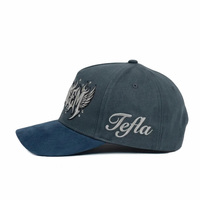 Casquette de baseball REDEEM avec broderie de lettres et strass, visière en daim gris-bleu, style hip-hop Dad Hat