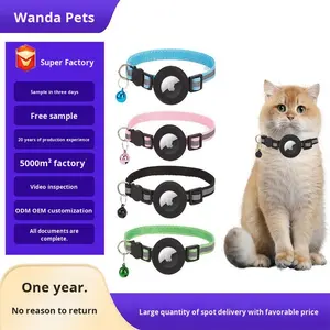 Solides Muster Anti-Lost Pet Positioning <span class=keywords><strong>Collar</strong></span> Leder Hund Cat Tracking <span class=keywords><strong>Collar</strong></span> Ribbon Dekorationen für einfache Identifizierung Rückgabe - Product Image 2
