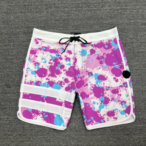 Men's Quick Dry Board Shorts Sublimation Print Purple Blue <b>White</b> Casual Swim Beach Shorts with Pockets Mid Waist Elastic - Product Image 1