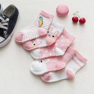 Venta caliente lindo conejo de dibujos animados patrón tripulación Calcetines niños algodón fino bebé tripulación calcetines al por mayor - Product Image 1
