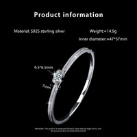 Bracelet Moissanite Double Rangée Complet, Bracelet Jonc Luxe Léger en Argent Sterling 925, Bijoux et Accessoires pour Femme
