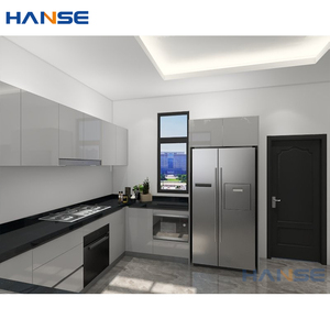 Custom Modern Complete U Shape White High Gloss Lacquer Finish Flat Pack <strong>Modular</strong> Wood <strong>Kitchen</strong> Cabinet <strong>Set</strong> Design with Marble Top - Product Image 5