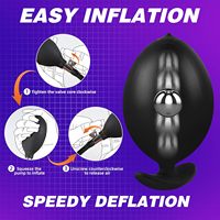 Vibrateur miniature noir AITT, plug anal magnétique gonflable, boule en acier, entraîneur anal, 100% étanche, gode en silicone pour hommes
