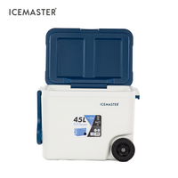 Glacière portable multifonction IceMaster 45 litres avec roues, isolation en mousse PU, pour camping, plage, stockage alimentaire et boissons, pêche