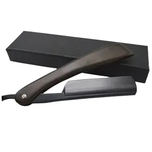 Chuyên Nghiệp Thép Không Gỉ Folding Barber Công Cụ Straight Edge Dao Cạo Râu Đen Với Gói Khách Hàng Cho Tiệm Hớt Tóc