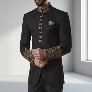 NEW---INDO-WESTERN--MEN ROBE AVEC BELLE Broderie ZARDOZI pour la Partie et DE MARIAGE Robe @ 2022 - Product Image 4