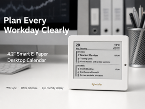 Kylendar Mini 4.2 "E-Paper Calendrier Intelligent WiFi Synchronisation Automatique Bureau Calendrier Planificateur Horloge Mondiale Météo Stock <span class=keywords><strong>Nouvelles</strong></span> - Product Image 5