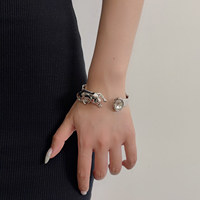 Bracelet rétro en métal incrusté de diamants, forme léopard, avec pierres précieuses apparentes