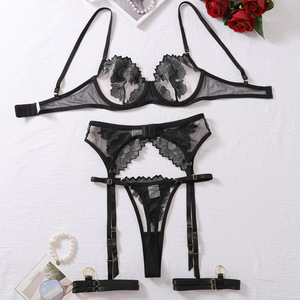 Set di Lingerie di san valentino rosso China da Applique in oro Glitter <span class=keywords><strong>reggiseno</strong></span> Sexy <span class=keywords><strong>con</strong></span> controllo deciso e decorazione <span class=keywords><strong>con</strong></span> paillettes - Product Image 4