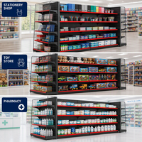 Étagère Gondole Double Face en Acier pour Supermarché et Magasin de Proximité, Présentoir Réglable avec Panneau Perforé pour Commerce de Détail