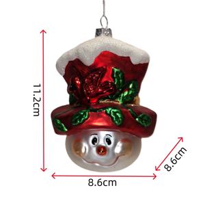 زينة عيد الميلاد المعلقة على شكل رأس رجل الثلج الزجاجي متعدد الألوان، هدية ديكور للعطلات، عرض خاص للشتاء - Product Image 2