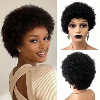 Perruque Lace Front Courte de 6 Pouces en Cheveux Indiens Naturels Noirs Remy, Sans Colle, Fabriquée à la Machine, Prête à Teindre et Décolorer