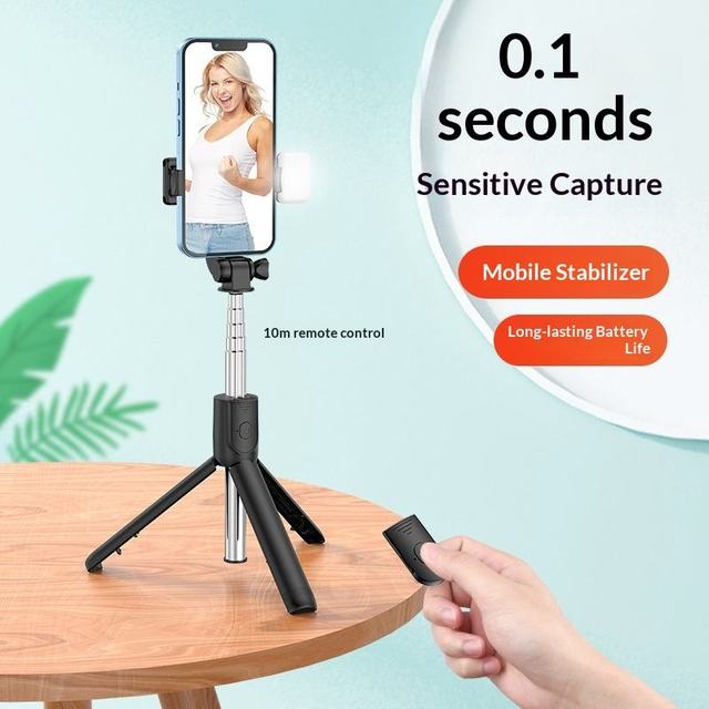 Mini Foldable Stainless Steel Smartphone Selfie Stick Floor-Standing Retractable Tripod for Anti-Shake Phone Stand for