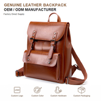 Sac à Dos Femme Rétro Cuir Véritable Sac Scolaire Pour Femmes Ordinateur Sac Épaule Fabrication Gros Marque Personnalisée